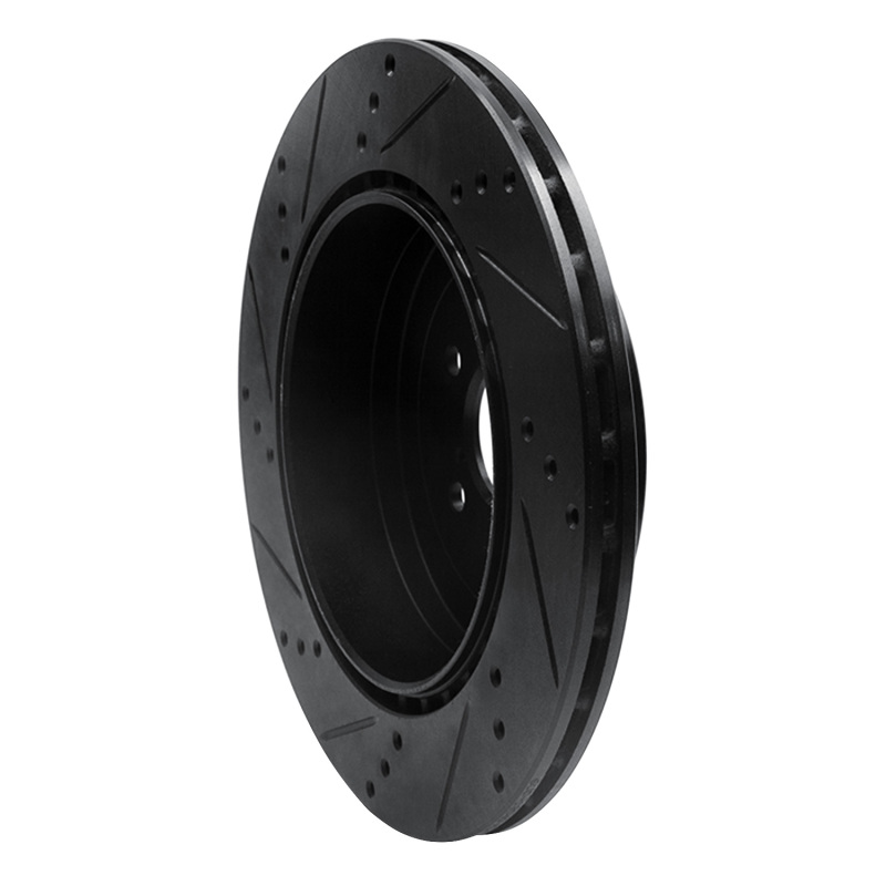 Subaru BRZ Brake Rotor (1) - Rear Right - R1 Concepts - Drilled & Slotted - Black - `17-`25